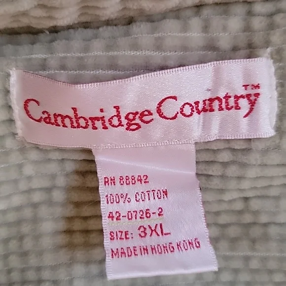 Vintage Cambridge Country Womens Corduroy Button Up Light Green Top Size 3XL EUC - Picture 5 of 12